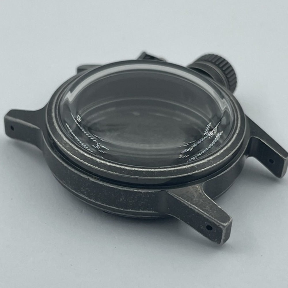 Black Kettle watch crown 28.5mm vintage style, compatible with NH35 NH36 movements, matte finish by Kettle.