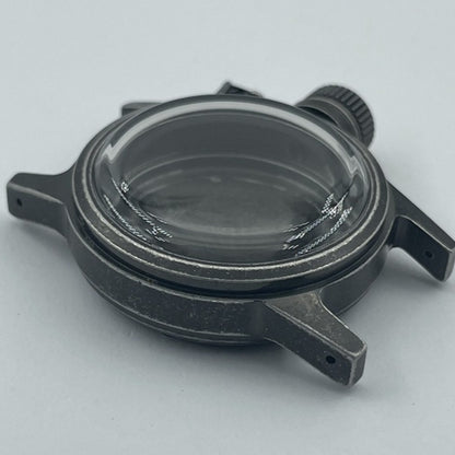 Black Kettle watch crown 28.5mm vintage style, compatible with NH35 NH36 movements, matte finish by Kettle.