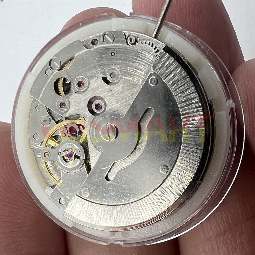DG2813 automatic mechanical watch movement with day-date feature, silver finish for replacements.