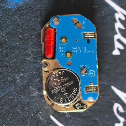 Swiss Made ETA280.702 quartz watch movement close-up for precise timekeeping by ETA.