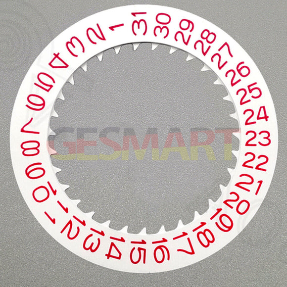 Red Font White Date Disk Wheel for NH36 NH35 Movement Date@3 Crown Position 3.8