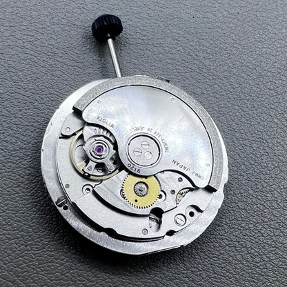 Close-up of Japan Miyota 9120 automatic mechanical watch movement showcasing precision craftsmanship.