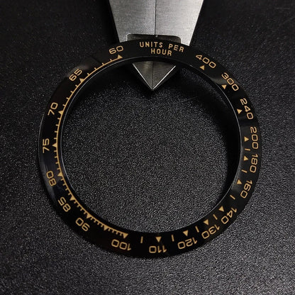 Ceramic bezel insert 38.5mm with 30.5mm inner diameter for watch upgrade, high-quality accessory.