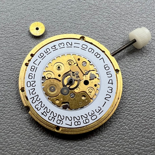 Swiss ETA255.412 quartz watch movement with 3 hands and white dial, precision craftsmanship by ETA.