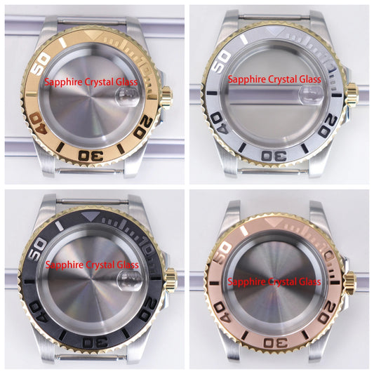 40mm Watch Case Sapphire Glass For NH35 NH36 34 8215 2824 PT5000 Fit 28.5mm Dial