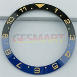 38mm Ceramic Slope Black+Blue Ring White/Golden Font GMT Watch Bezel for SUB