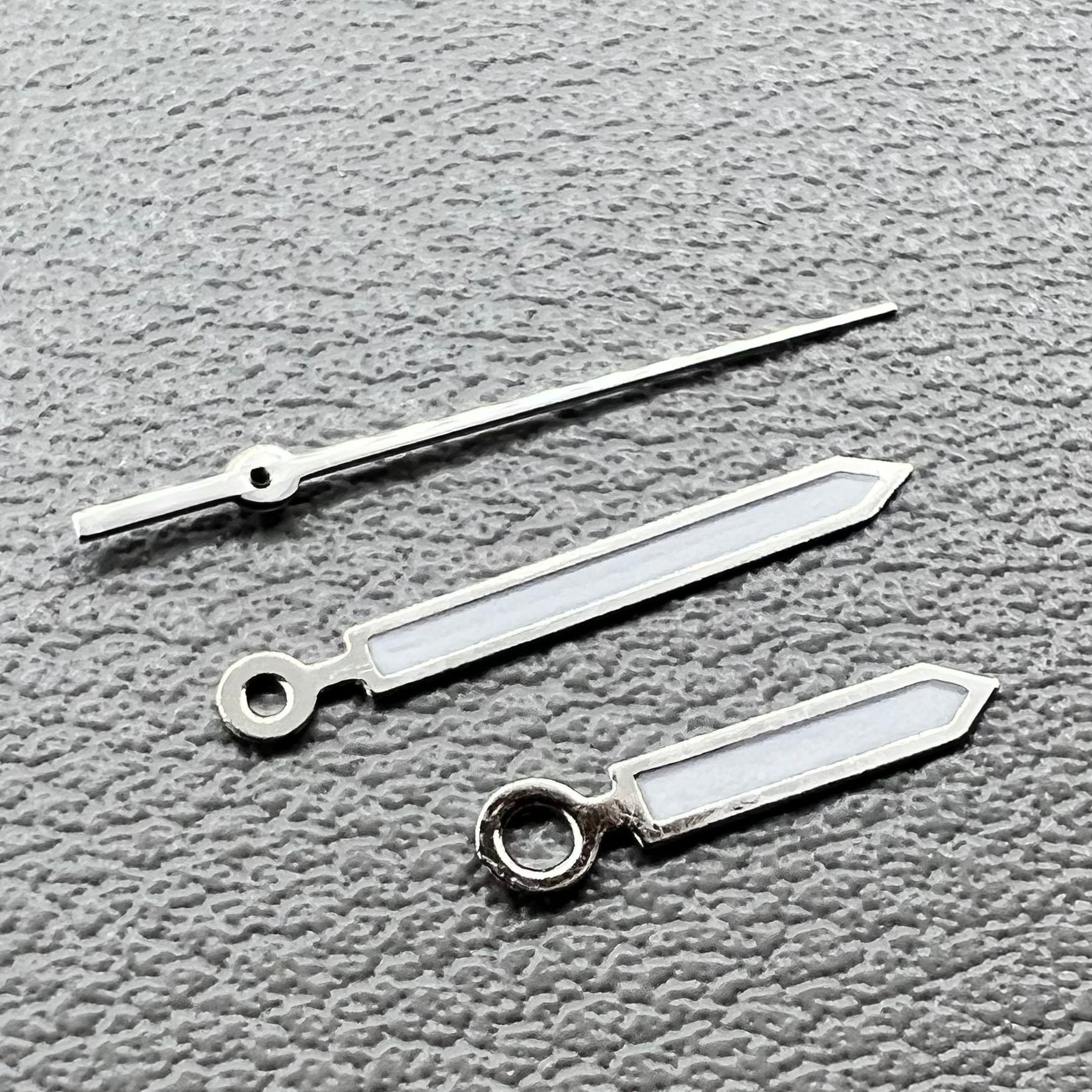 Silver trim green lume arrow hands set for Ronda 515 watch movement, 2 packs