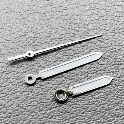 Silver trim green lume arrow hands set for Ronda 515 watch movement, 2 packs