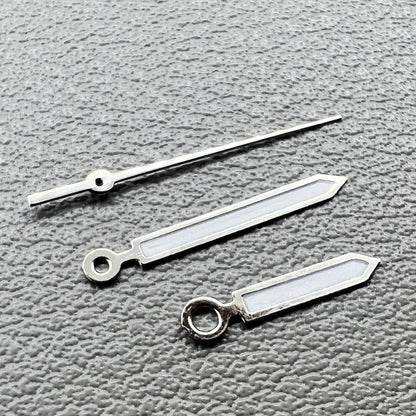 2er Set Zeiger mit Silberrand Grün Leuchtpfeil für Ronda 515 Uhrwerk