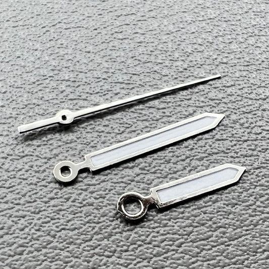 2er Set Zeiger mit Silberrand Grün Leuchtpfeil für Ronda 515 Uhrwerk