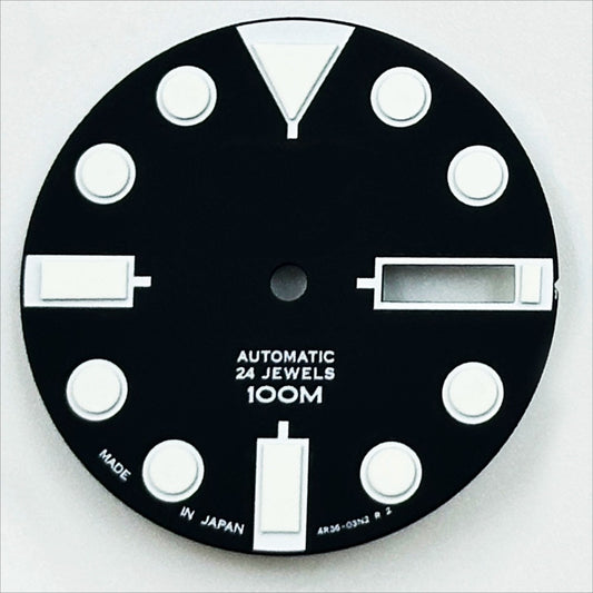 28.5mm Black Modified Datejust Diving Green Luminous Dial, compatible with NH35 NH36 movement, elegant watch accessory.