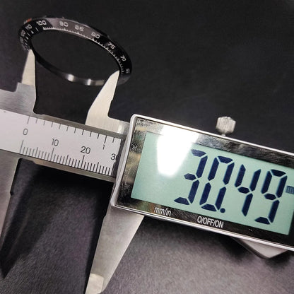 Ceramic bezel insert 38.5mm with 30.5mm inner diameter for watch upgrade, high-quality accessory.