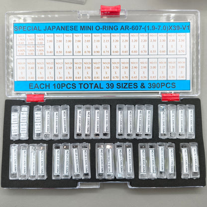 390 PIECES 39 Sizes 1.9-7mm Waterproof Mini O-ring Kit for Watch Crown Seal