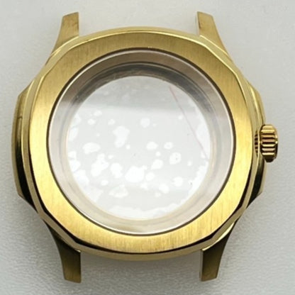 42mm golden polished watch case with sapphire glass for NH35 NH36 SKX SRPD series