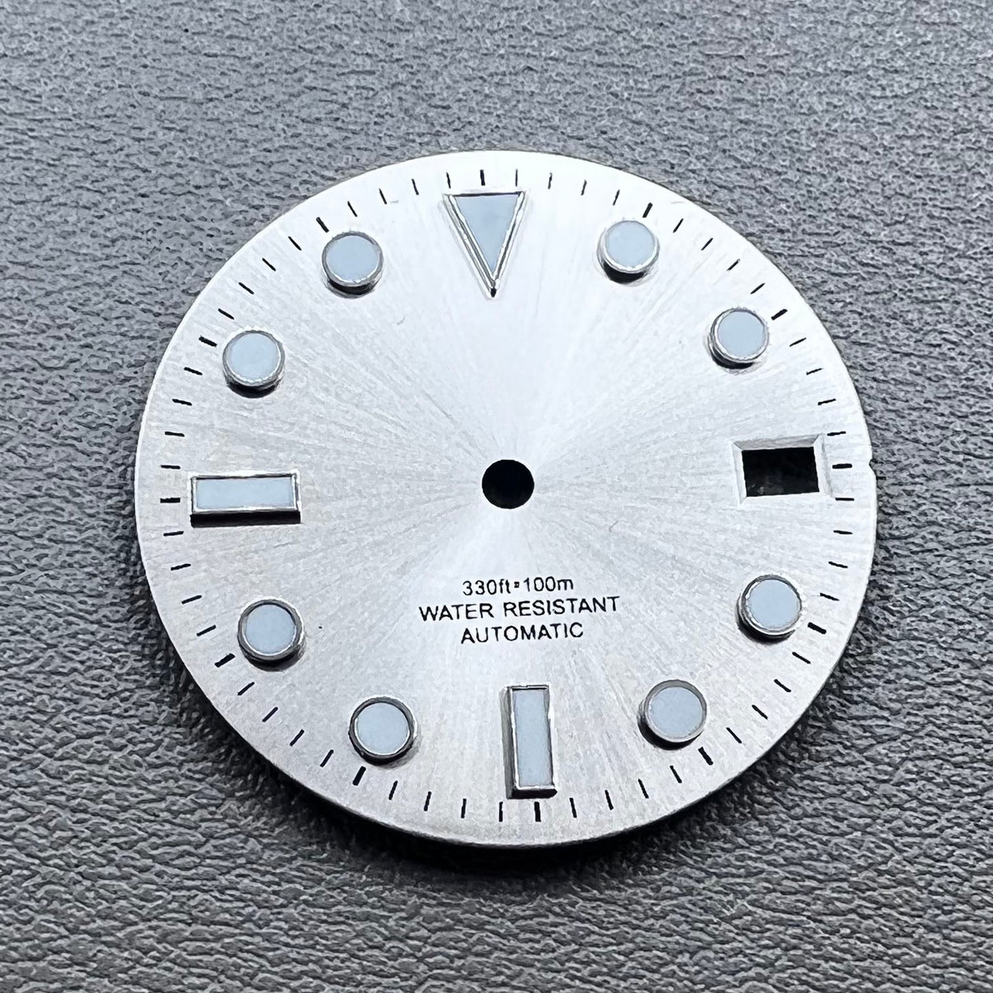 28.5mm Light Silver Watch Dial Green Lume For NH35 NH36 4R35 4R36 Movement