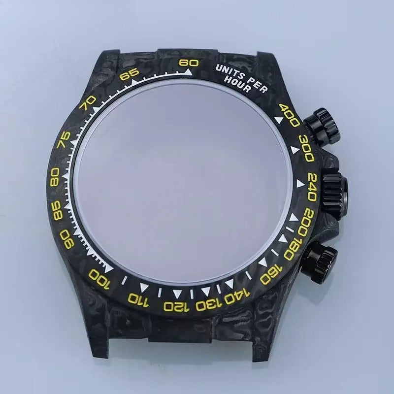 4130 Carbon Fiber Watch Case 38mm Carbon Fiber Colorful Bezel Sapphire Glass