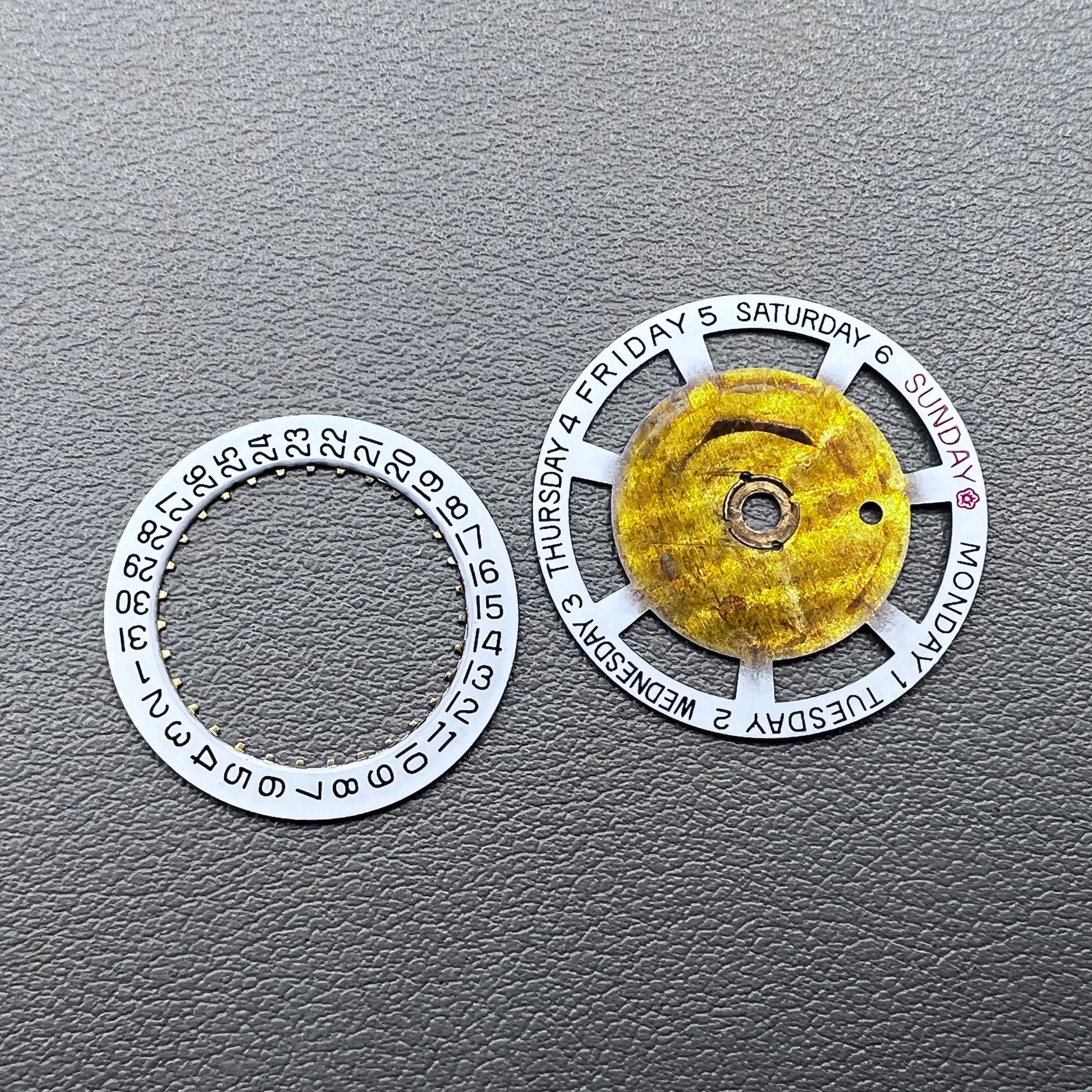 Red Plum Blossom date wheel for ETA 2834/2836/2846 watch movement, precision replacement part.