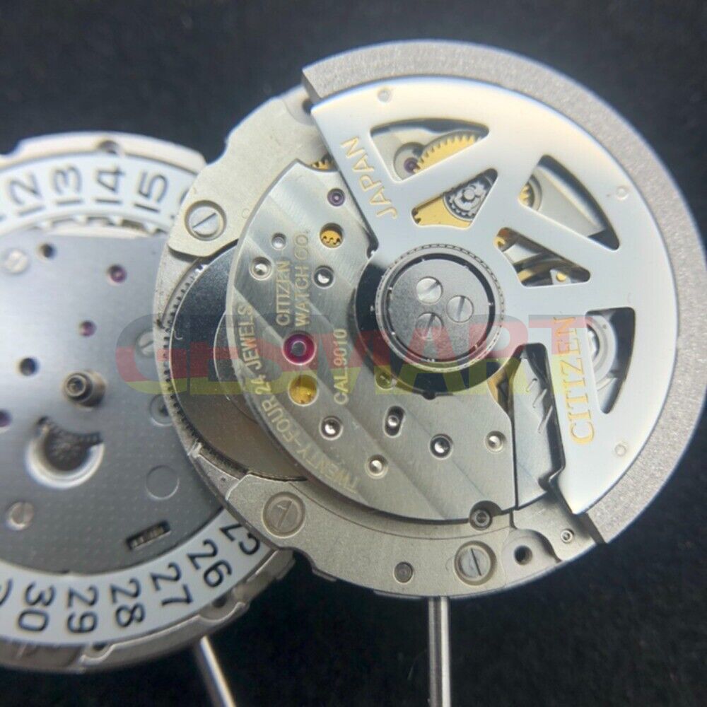 Miyota Citizen 9010 Japan automatic watch movement with slim design and date display at 3 o'clock.