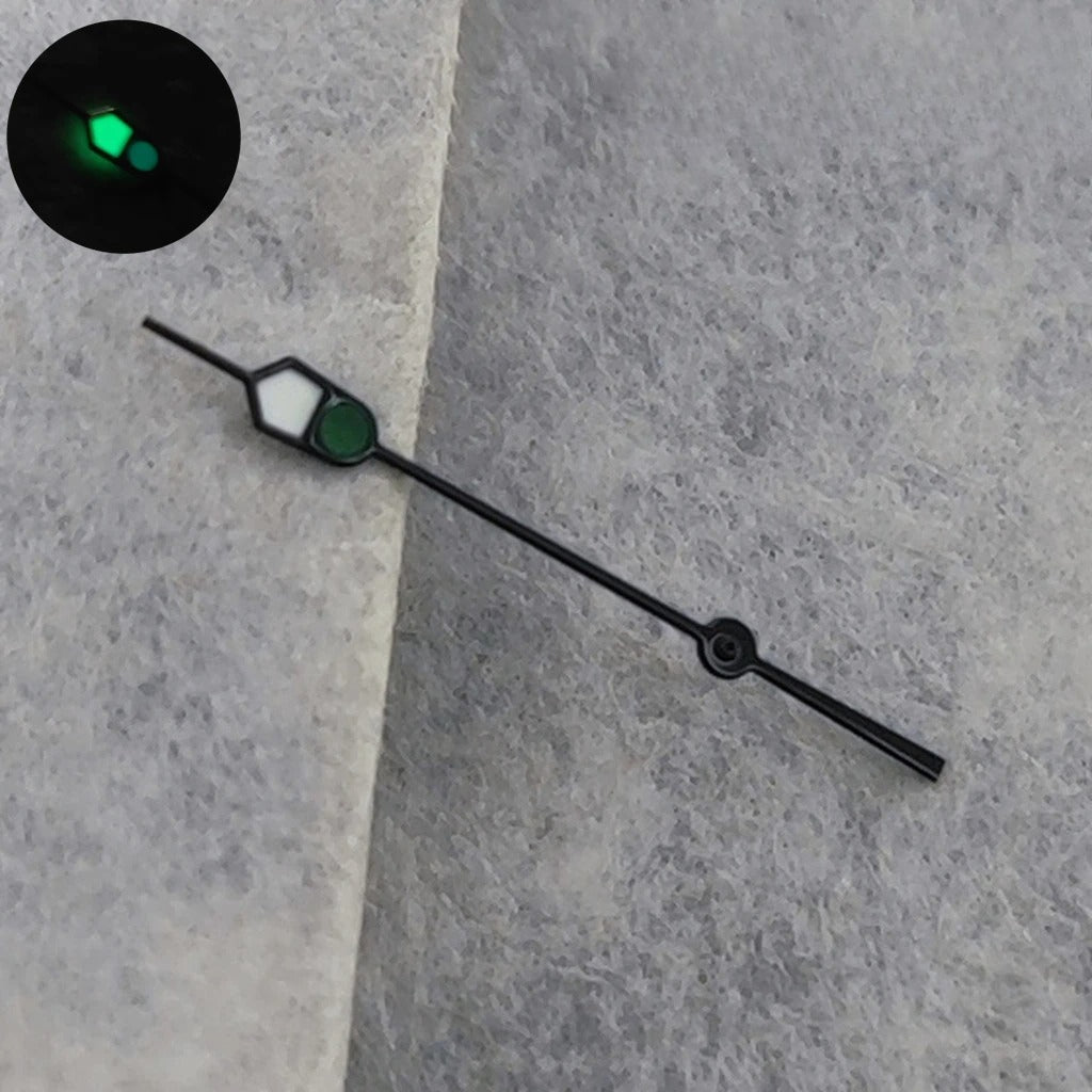 13mm Silver Black For NH35 NH36 7S26 7S36 4R35 4R36 Watches  C3 Green Luminous