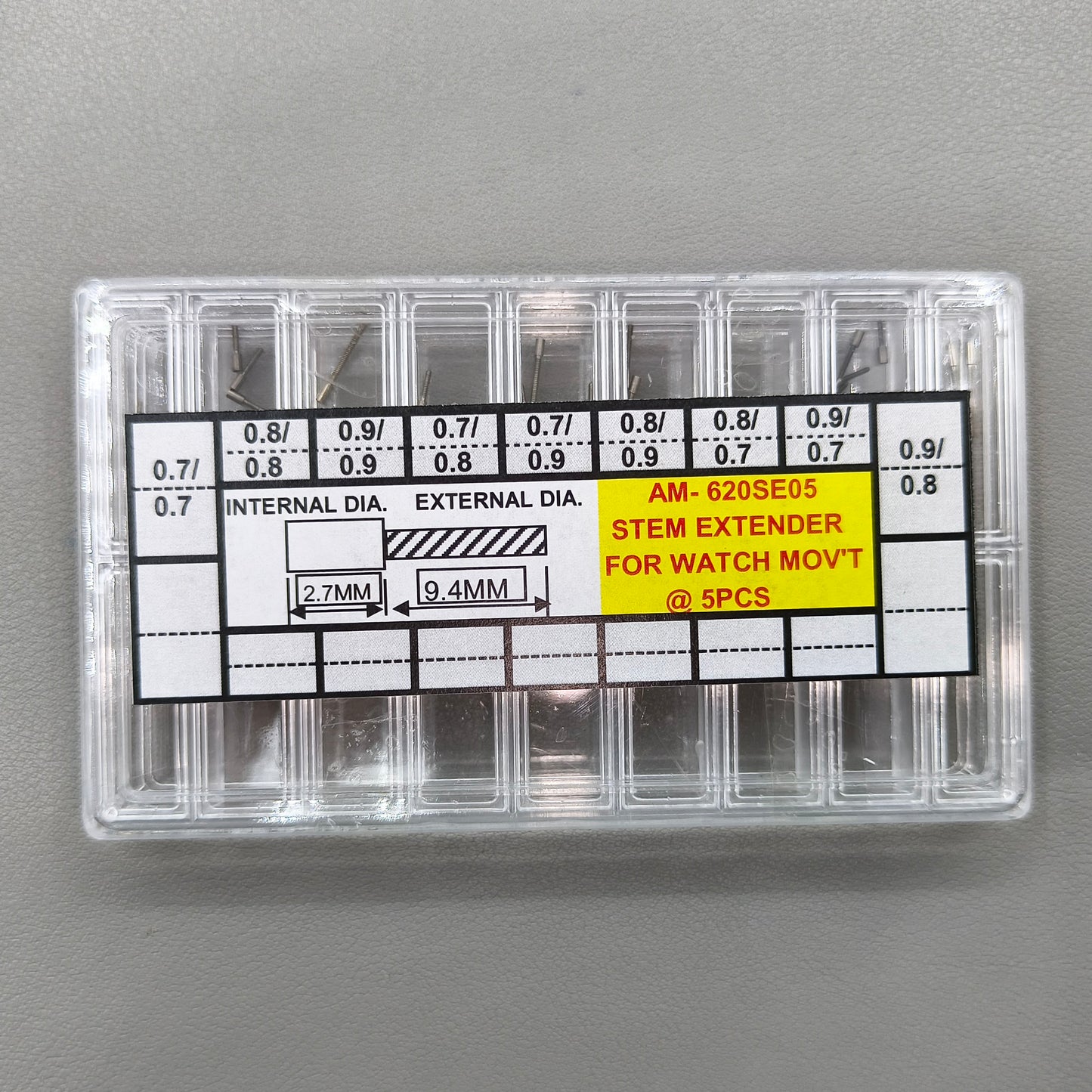 Assortment 45 PIECES 9 Sizes Watch Stem Extender for Swiss ETA Movements