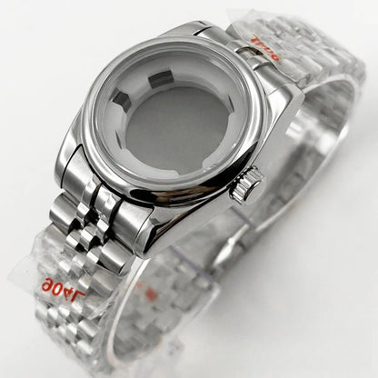 Ladies 31MM Round Bezel Sapphire Glass Jubilee bracelet Watch Case Fit NH05 NH06