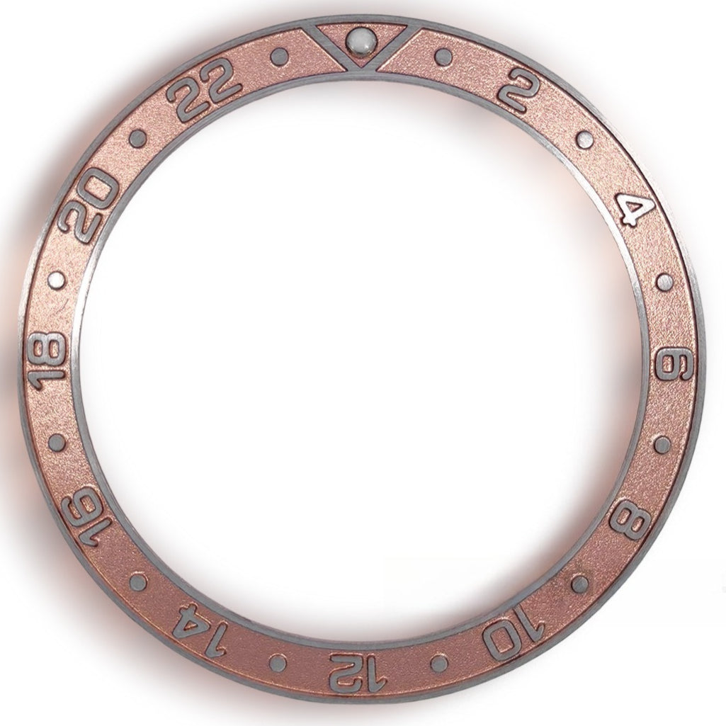 38X30.7Mm Pink Aluminum Watch Bezel Silver Raised Font Watch Part