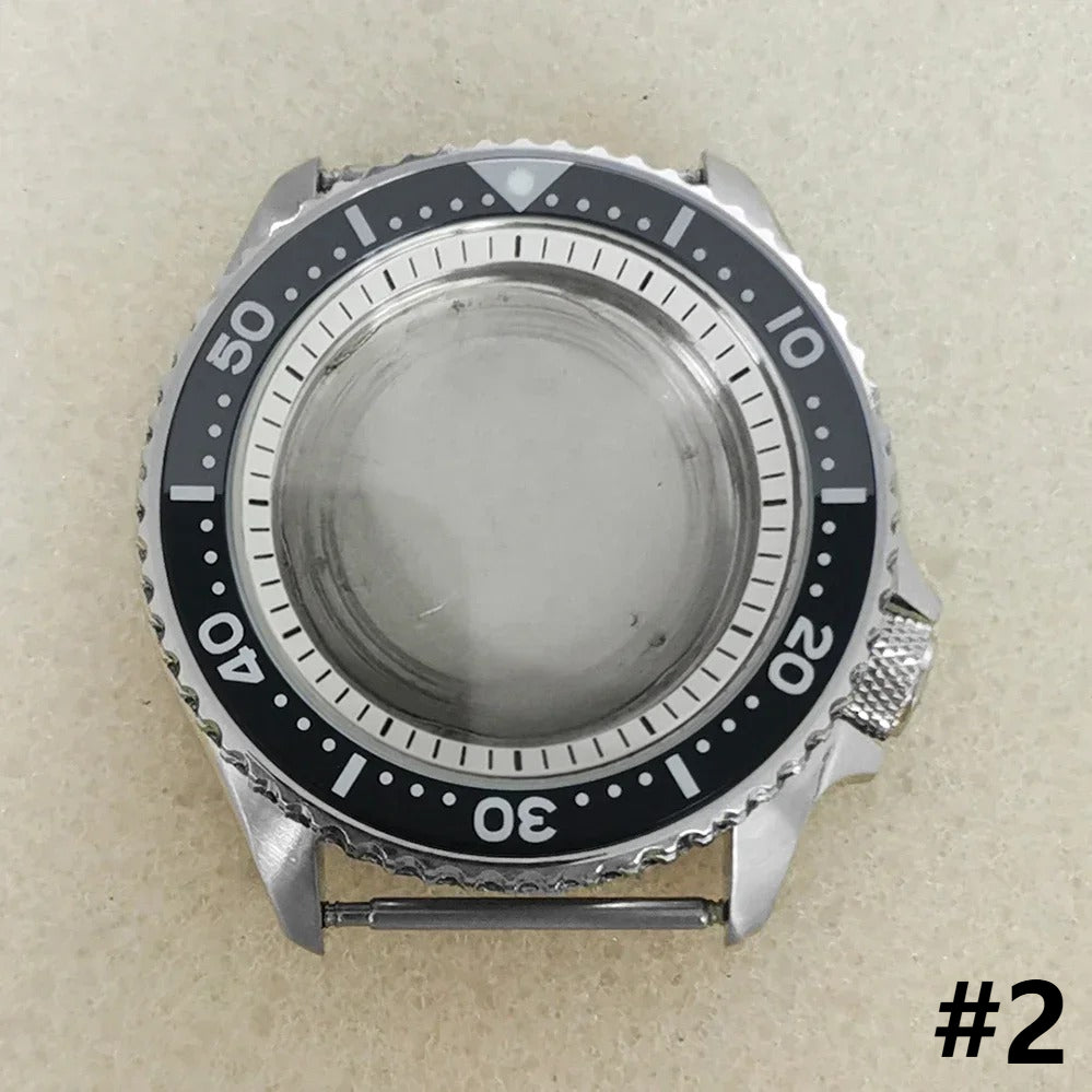 41.5mm White Chapter Ring+Bezel Stainless Steel Case Set for SKX007 NH35/NH36/4R
