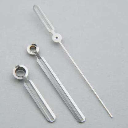 Silver watch hands with Super Green lume, designed for AP Royal Oak 3120 movement, high precision fit.