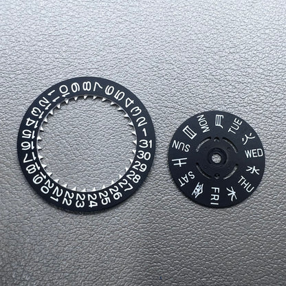 Green lume date and week disk wheels for NH36 movement at 3.0 position