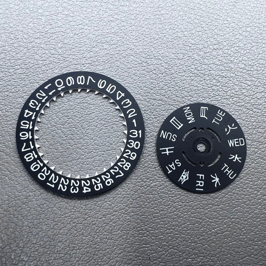 Green lume date and week disk wheels for NH36 movement at 3.0 position