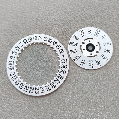 Silver Original Font Date Disk Wheel for NH36 Movement Crown Position@3
