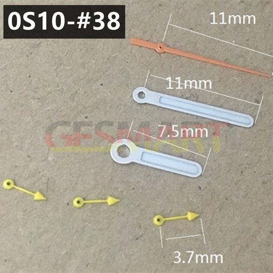 Aiguilles de montre lumineuses vertes à pointe ronde de 11 mm, garniture argentée, pour mouvement Miyota 0S10