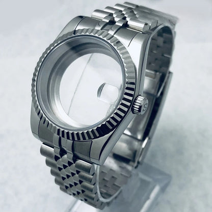 36mm/40mm Fluted Bezel Case Sapphire Glass For Mod  Steel Case Fit Nh35 Nh36