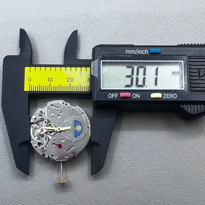 Silver Asian Dandong automatic watch with mechanical movement, date and week indicators, moon phase display.