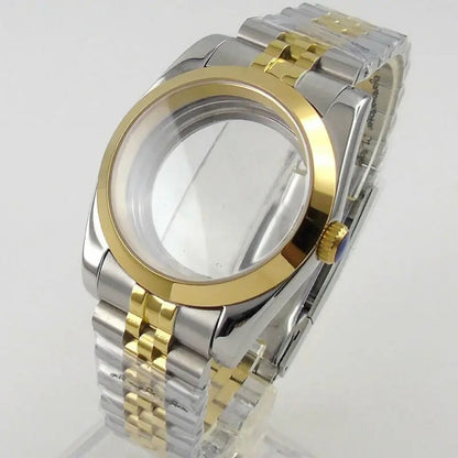Polish 36/39MM Sapphire Glass Two Tone Watch Case Fit NH35 NH36 NH38 2824