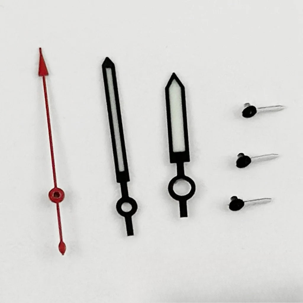Red Second Hand Black White Watch Hands with BGW9 Luminous for VK63 VK64 6 Hands