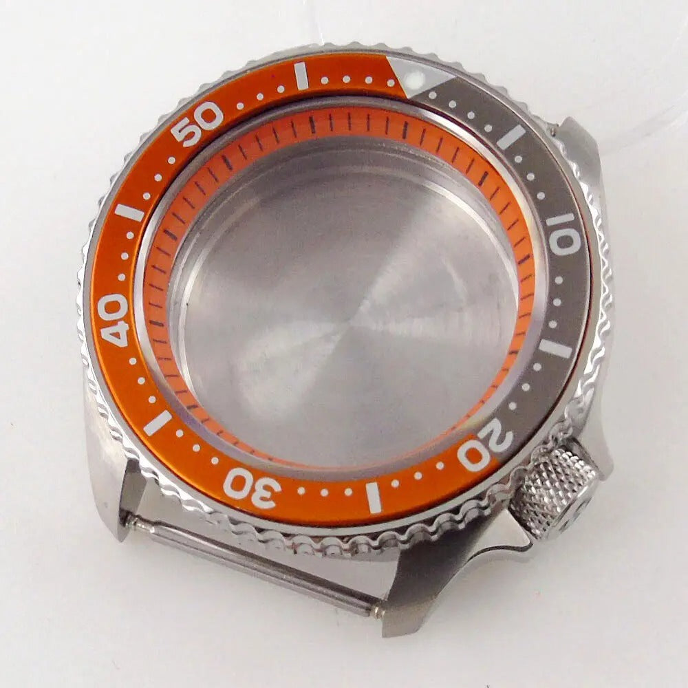 42mm Orange Chapter Ring Watch Case Sapphire Glass fit  NH35 NH36 NH34 SKX007