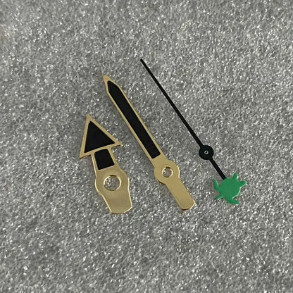 Gold Edge Mermaid/Turtle Black Watch Hands with Second Hands for NH35/NH36/4R/7S
