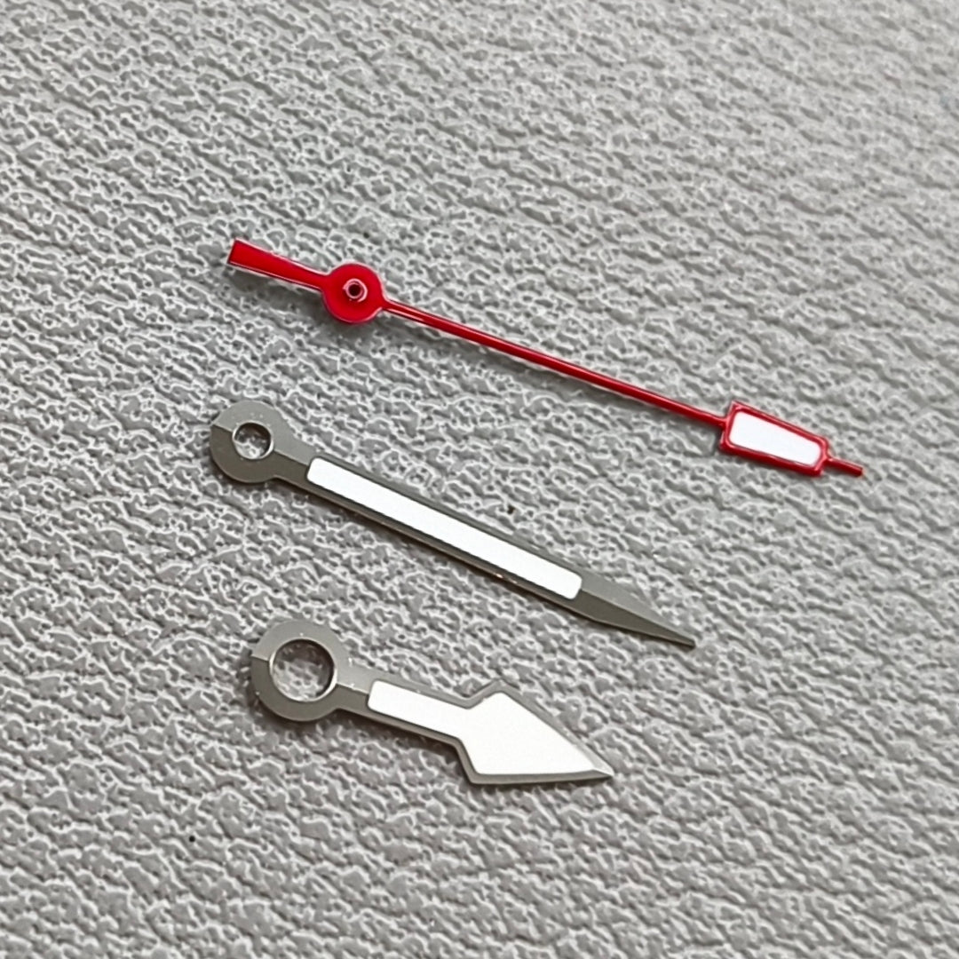 Silver Trim Green Lume Arrow Shape Red Second Hand Watch Hands for NH35 NH36