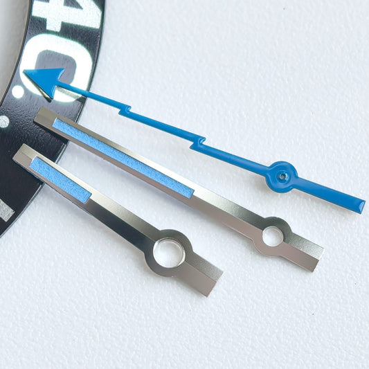 Blue Lightning second hand with silver trim for 3230/3235 mechanical watch movement.
