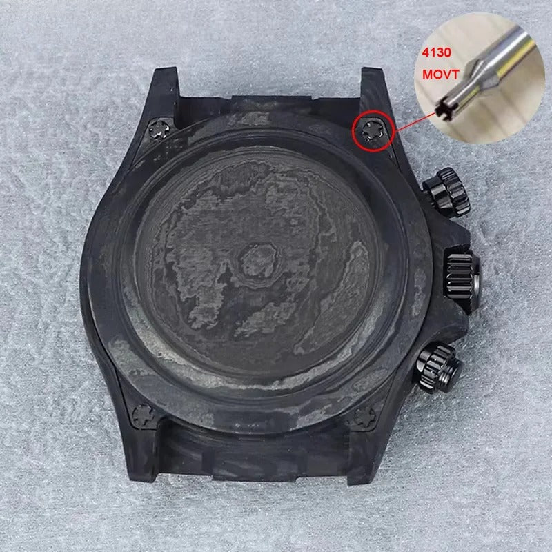 4130 Carbon Fiber Watch Case 38mm Carbon Fiber Colorful Bezel Sapphire Glass