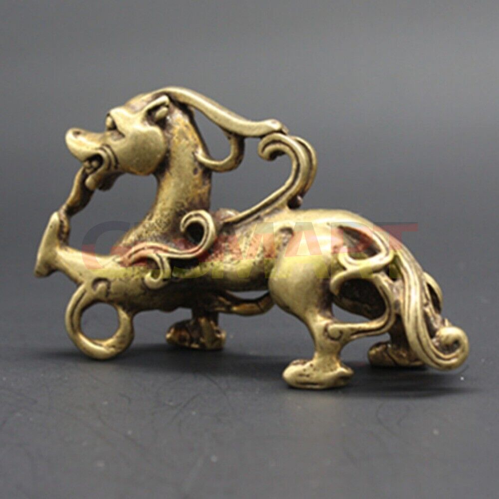 Solid Copper dragon figurine with vintage bronze finish, hand-carved details, perfect collectible decor.