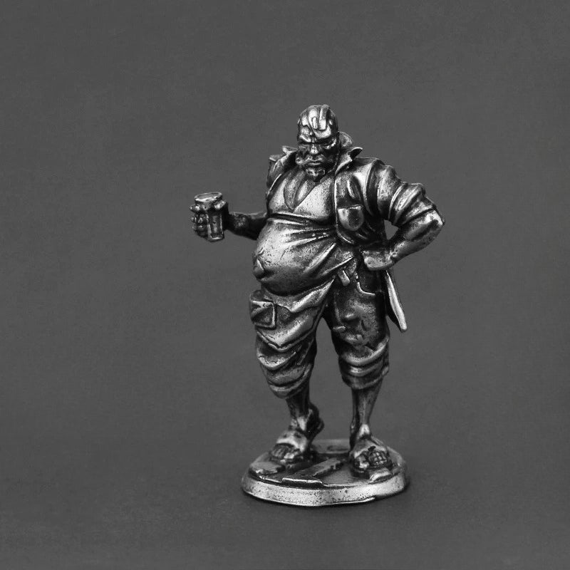 White Brass Figurine Walden Cyberpunk Miniature - Burly Bartender with Beer Mug Figure