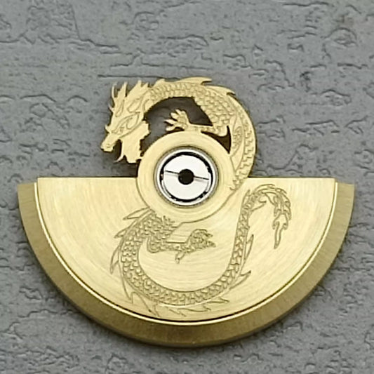 Golden Dragon rotor oscillating weight designed for NH34 NH35 NH36 NH38 watch movements, enhancing precision and style.