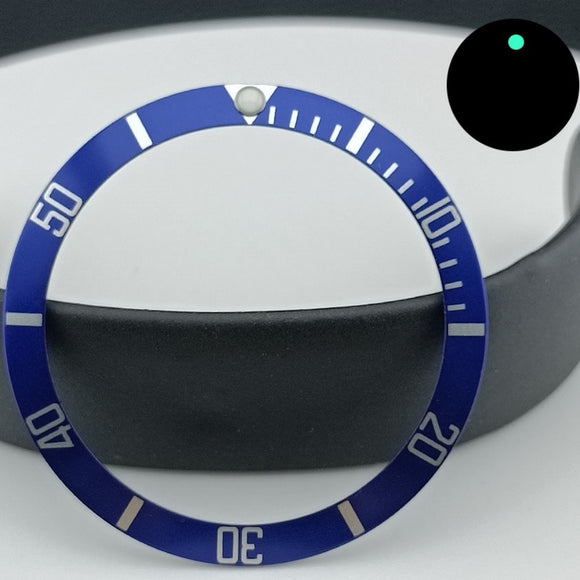 37.5mm Green Lume Aluminum Black SUB Watch Bezel Slope Silver Font Watch Part