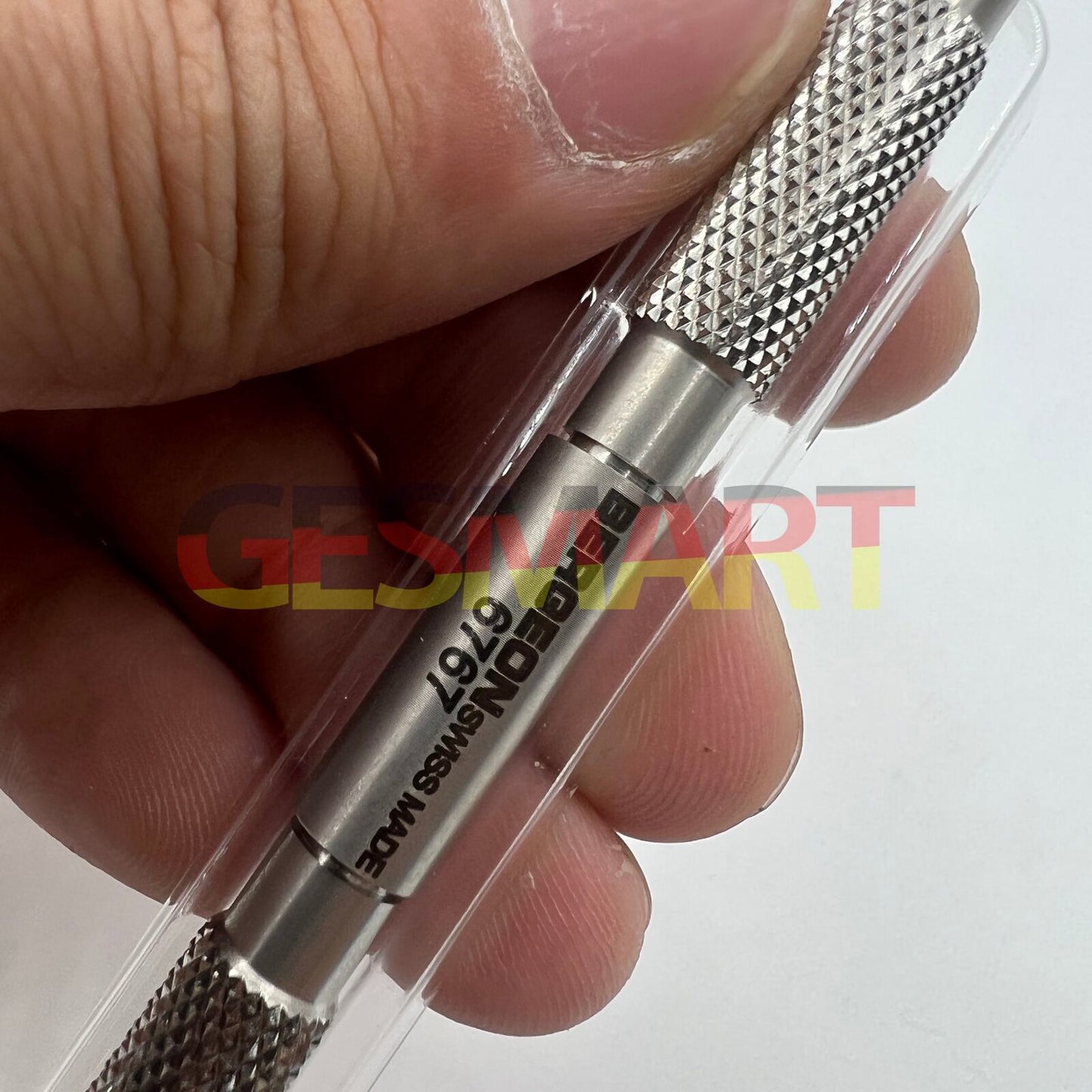 Bergeon 6767-F spring bar tool for precise watch bracelet removal and fitting.