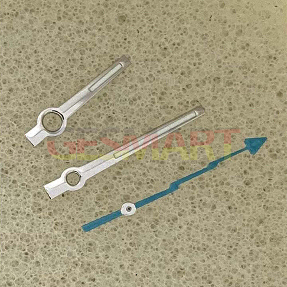 Green luminous watch hands with silver trim, designed for Miyota 8215/821A and Mingzhu 2813/3804 movements.