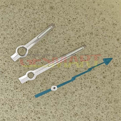 Green luminous watch hands with silver trim, designed for Miyota 8215/821A and Mingzhu 2813/3804 movements.