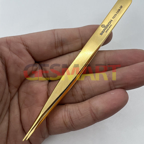 Bergeon 7029-2AM-GF Gold Tweezers Plated Antimagnetic Brass