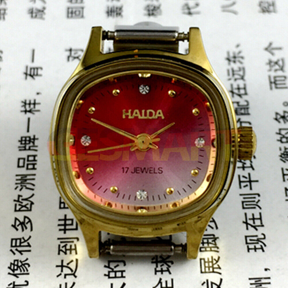 24mm HAIDA Lady Watch with mechanical movement, diamond-style nails, red gradient dial for elegant style